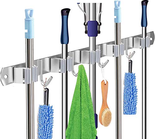 Edelstahl Besenhalter, Gerätehalter Wandhalterung, Mop Halter Ordnungsleiste Cover
