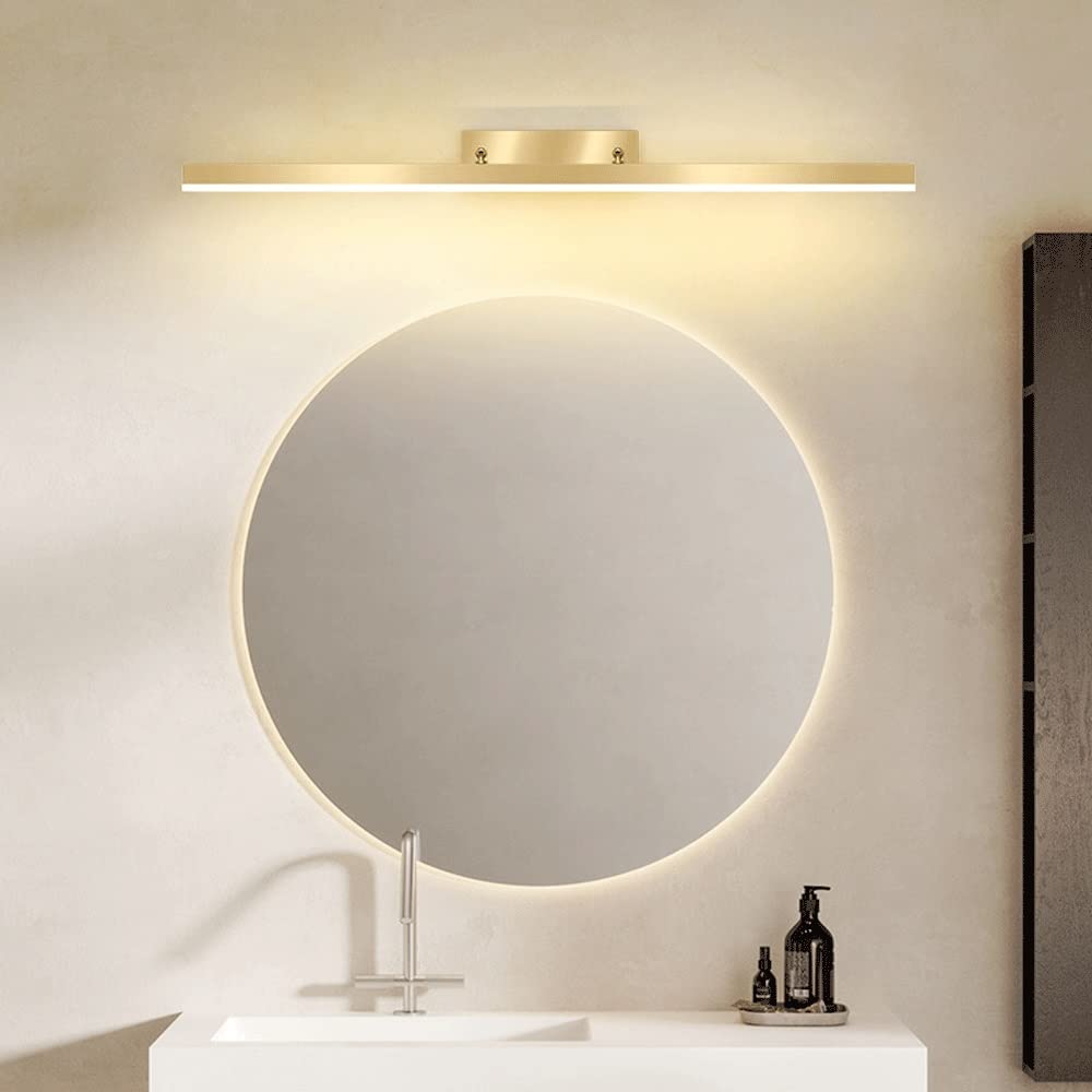 Luz de gabinete de espejo de metal lineal para baño, lámpara de pared ajustable de 180 ° hacia arriba y hacia abajo, luces delanteras de espejo de iluminación decorativa de tocador LED moderno, lámpar