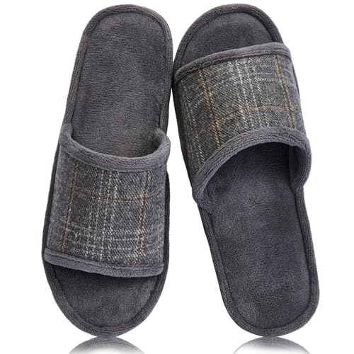 Image of Magtoe House Slippers for Men Open Toe Soft Comfortable Indoor Slip on Mens Slides Sandals Memory Foam for Bedroom Spa Living Room, All Seasons