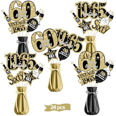 Turypaty Black Gold 60th Birthday Decorations Cover