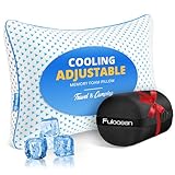 Small Cooling Shredded Memory Foam Pillow for Travel & Camping, Compressible Adjustable Pillow Washable Cover,Medium Firm Neck Knee Lumbar Support,Ideal Sleeping,Car,Airplane,Toddler,Backpacking,Gifts