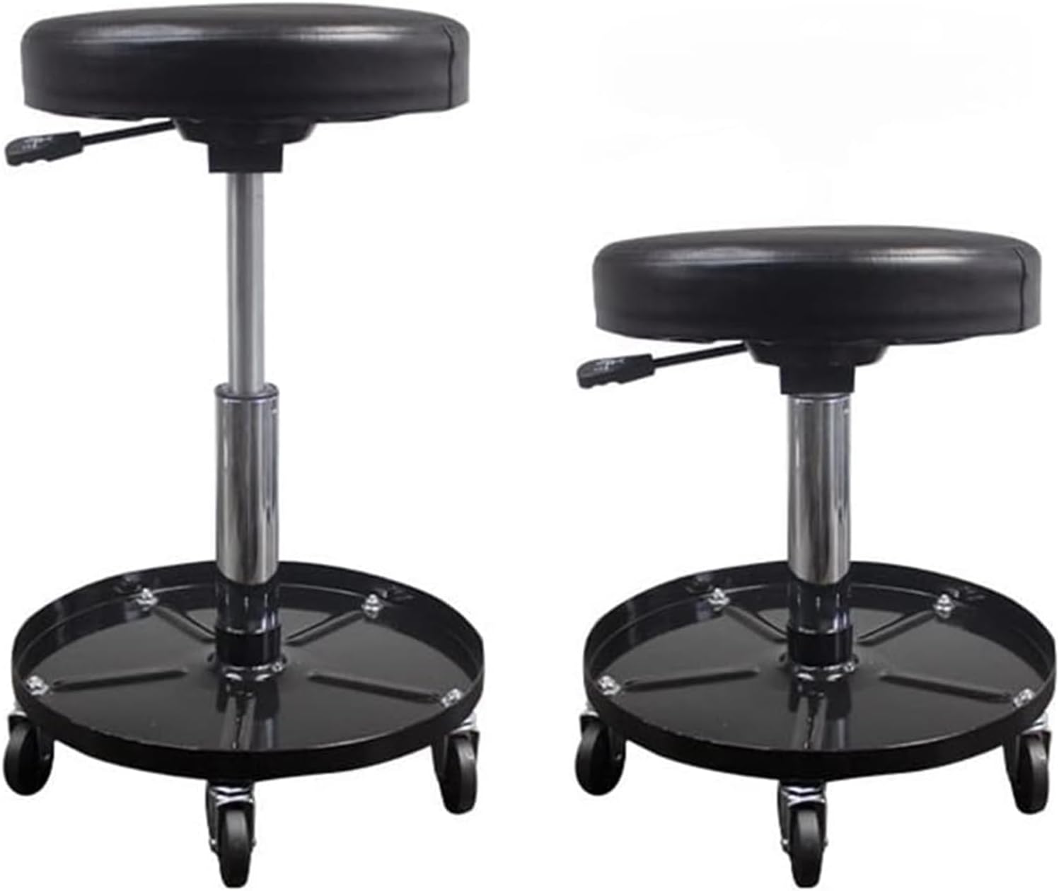 Low Height Shop Roller Seat,PU Leather Roller Seat and 360° Universal Wheels,Mobile Rolling Utility Seat Or Chair,Capacity Pneumatic Mechanic Stool(Black) (Black 38 * 32 * 56cm)
