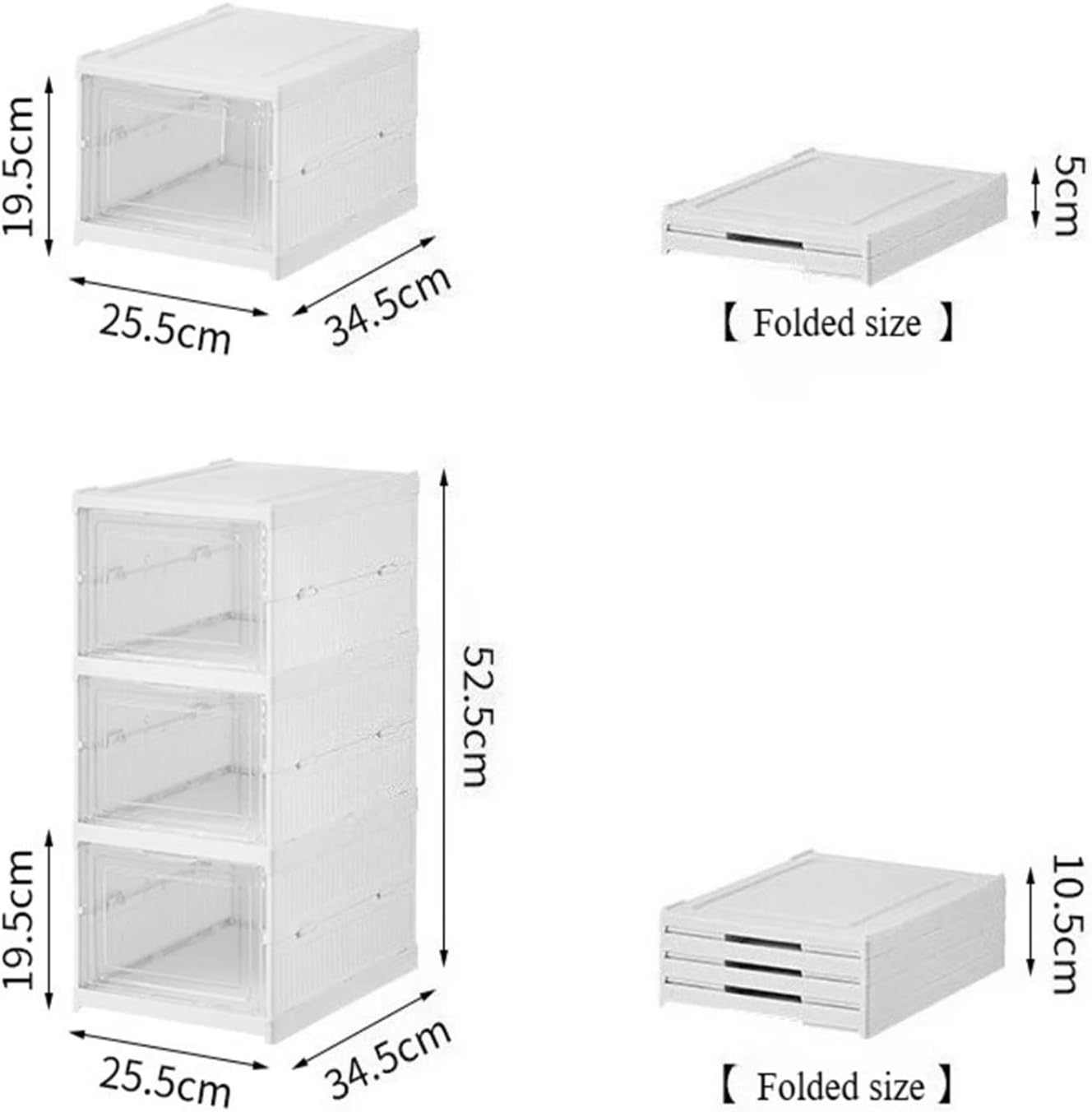 Collapsible Shoe Cabinet Household Plastic Storage Box Removable Installation-Free Integrated Folding Rack(3 Layers)