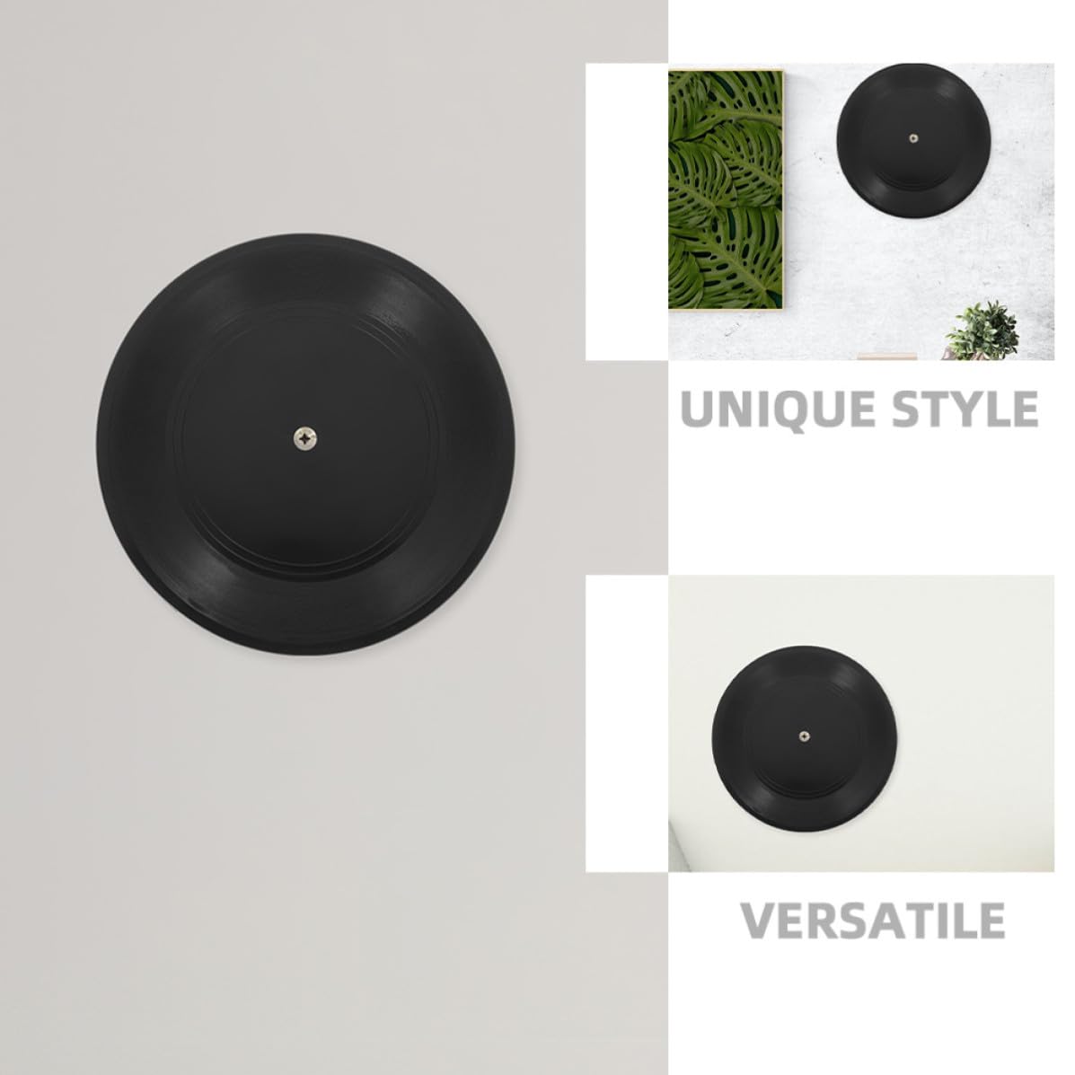 Operitacx Decorazioni Murali Facile da Installare 12 Pollici 10 Pezzi in Vinile Nero Disco Finto in Plastica Retrò dallo Indie per Arredamento Casa