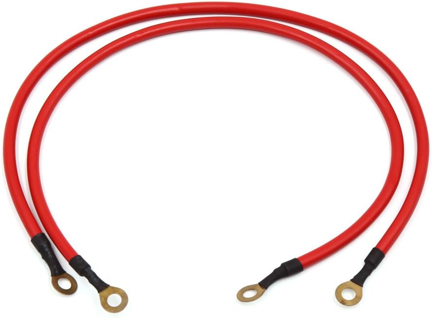 uxcell 2Pcs 45cm Red Car Battery Ground Wire Electric Conduction Stable Voltage