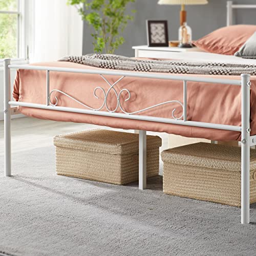 Yaheetech Queen Size Bed Frames/Metal Platform Bed With Headboard And Footboard/No Box Spring Needed/Easy Assembly, White #TOP6