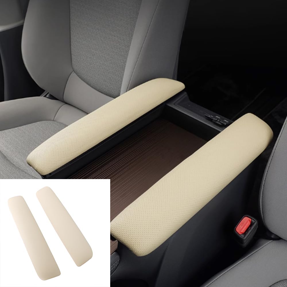 ERIDANUS Auto Accessories for Toyota Sienna 2025 2024 2023 2022 2021 Center Console Cover Armrest Pad Protector Armrest Box Cover Accessories (Beige) Leather 2PCS
