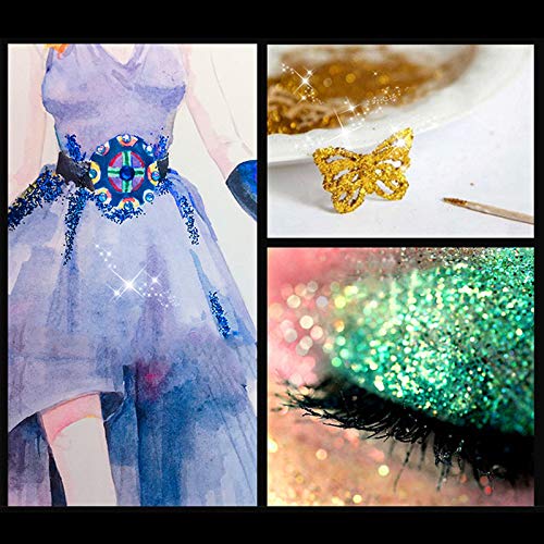 BANGSUN Glitzer-Nagelstaub, Nagelpuder, Nagelkunst, spiegelnd, holografisch, Dip Nägel, 6 Stück – Bild 5