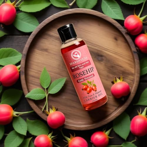 Image of Cold Pressed Rosehip Oil | Reduces Wrinkles, Hyperpigmentation & Stretch Marks | Boosts Collagen, Moisturizes Dry Skin | Natural Glow Enhancer | 120 m