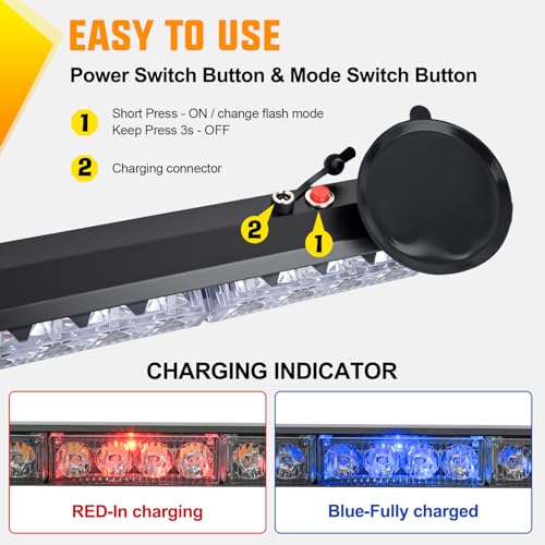 Image of Nilight 12LED Wireless Emergency Strobe Light Amber 14 Inch Magnetic Mount Mini Light Bar 12V Rooftop Powered Hazard Warning Flashing Lights for Car Truck Trailer Snow Plow Construction Vehicles