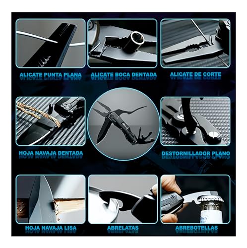 Miniatura 9 de Alfa42 Navaja Multiusos, Herramienta Multiuso Inoxidable, Alicates Plegables, Navaja De Bolsillo, Cuchillo Plegable, Camping, Pesca, Supervivencia, Regalos Para Hombres, Regalos Navidad, Regalo Papa