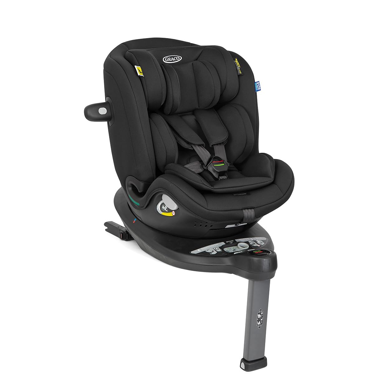 Graco Turn2Me Grow i-Size R129 ISOFIX obracany o 360° fotelik samochodowy, tyłem do kierunku jazdy dłużej od urodzenia do ok. 4 lat (40-105 cm). Do kierunku jazdy od 15 miesięcy do ok. 7 lat (76-125