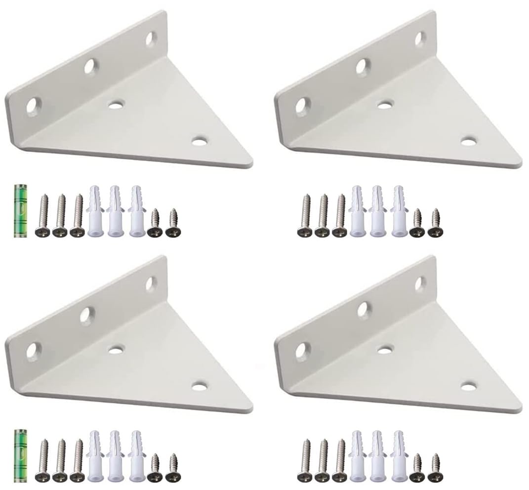 YKKJ 4 Piezas Soporte Triangular Madera Soportes，Escuadras para Estantes Flotante，para Estantes Ahorrar Espacio Soporte de Estante Pesado.(Blanco)