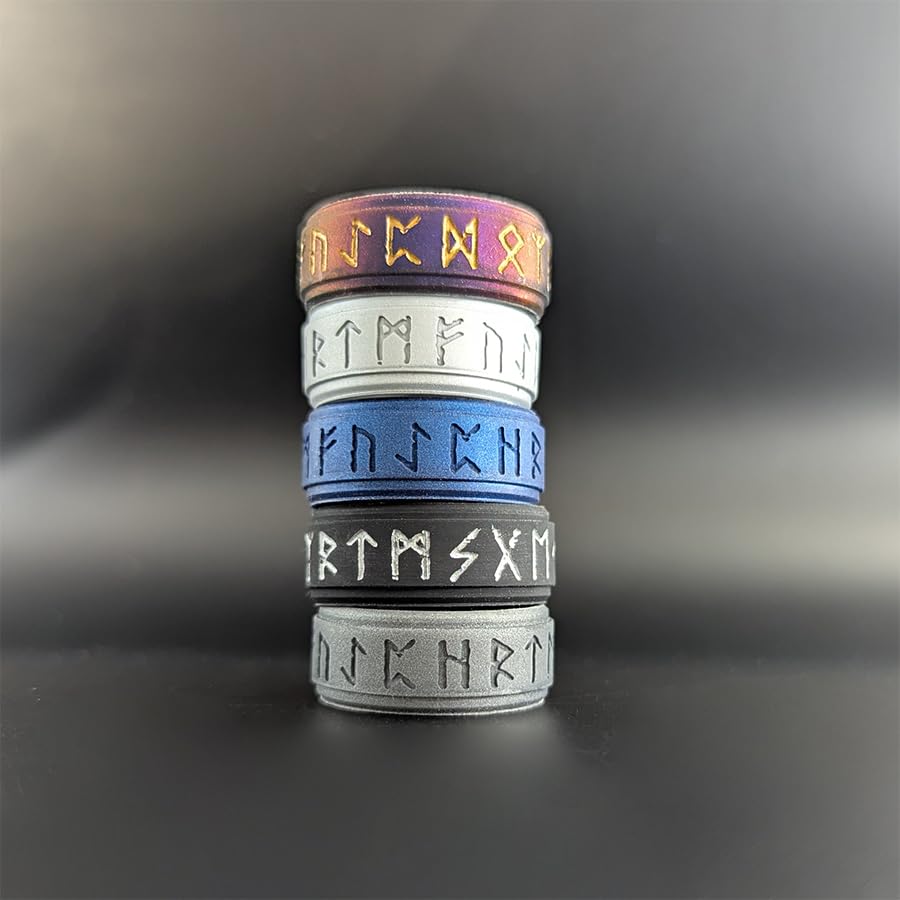 Knot Theory Viking Silicone Ring - Yours Always in Rune Characters Breathable Comfort Fit - Valentine's Engagement Mens Wedding Band4