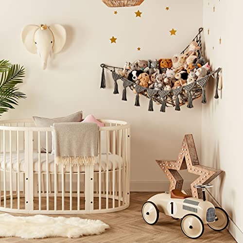 Tidyteds Macrame Dreamlights Boho Stuffed Animal Storage Net For Stuffed Animals (Extra Large) And Stuffed Animal Net Or Hammock For Small Stuffed Animals Or Plushies. Plush Grey Toy Storage Holder #TOP4