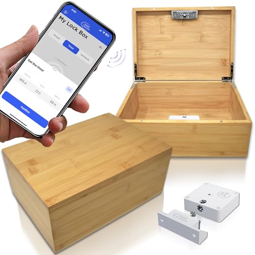Timed LockBox Habit Control App - Bluetooth Lock Box with Timer to Reduce Screen Time, Unplug from Video Games, Snacks, Socials - Simple, Timer & Schedule Modes - 366 Days Time Locking Container