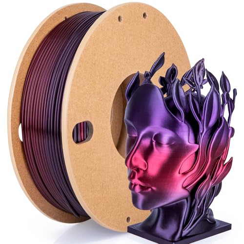 Image of Silk Gradient Color PLA+ 3D Printer Filament 1.75mm, No Tangle Shiny Filament Net Weight 250g Spool (0.55lbs), Silk PLA Pro Plus, Red-Black-Purple Gradient