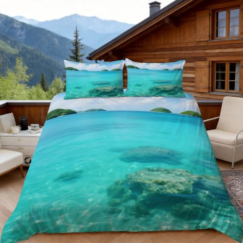 Housse de Couette 240 x 260 Océan en microfibre douce avec zips - 5