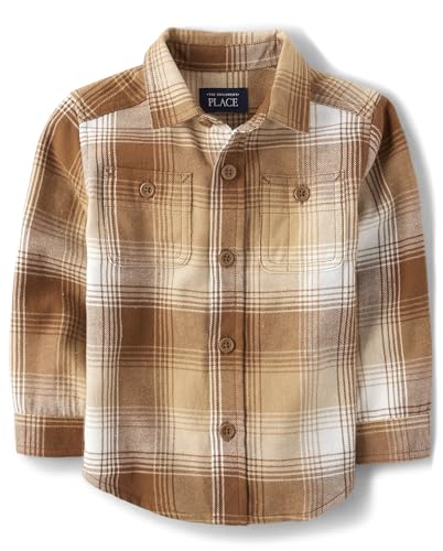 Image of The Children's Place Baby-Boys and Toddler Long Sleeve Plaid Flannel Button Up Shirt