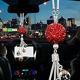 FolHaoth Personalized Photo Pendant Bling Car Mirror Accessories for Women Men Bling Love Heart Ball