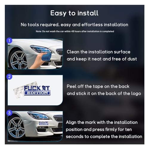 Image of Dickno Fuck It Edition Emblem for Car, Auto Fender Bumper Decoration Stickers, Vehicle 3D Side Fender Rear Trunk Decal Badge, Universal Exterior Accessories for Car Truck SUV (Blue & White)