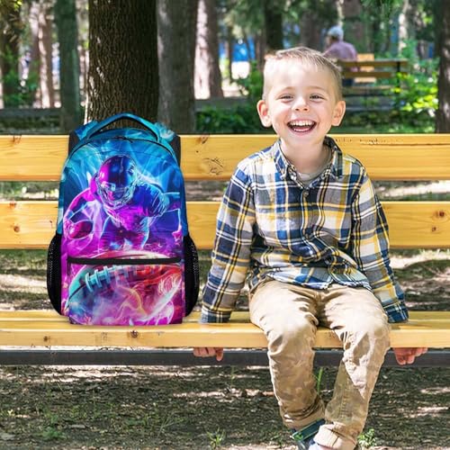 PoshWrap Football Backpack for Boys, Kids SchoolBag for Child Team Players - Lightweight Polyester Bookbag for Sports and Daily Use (17 Inch) by PoshWrap - Used condition - Image 2