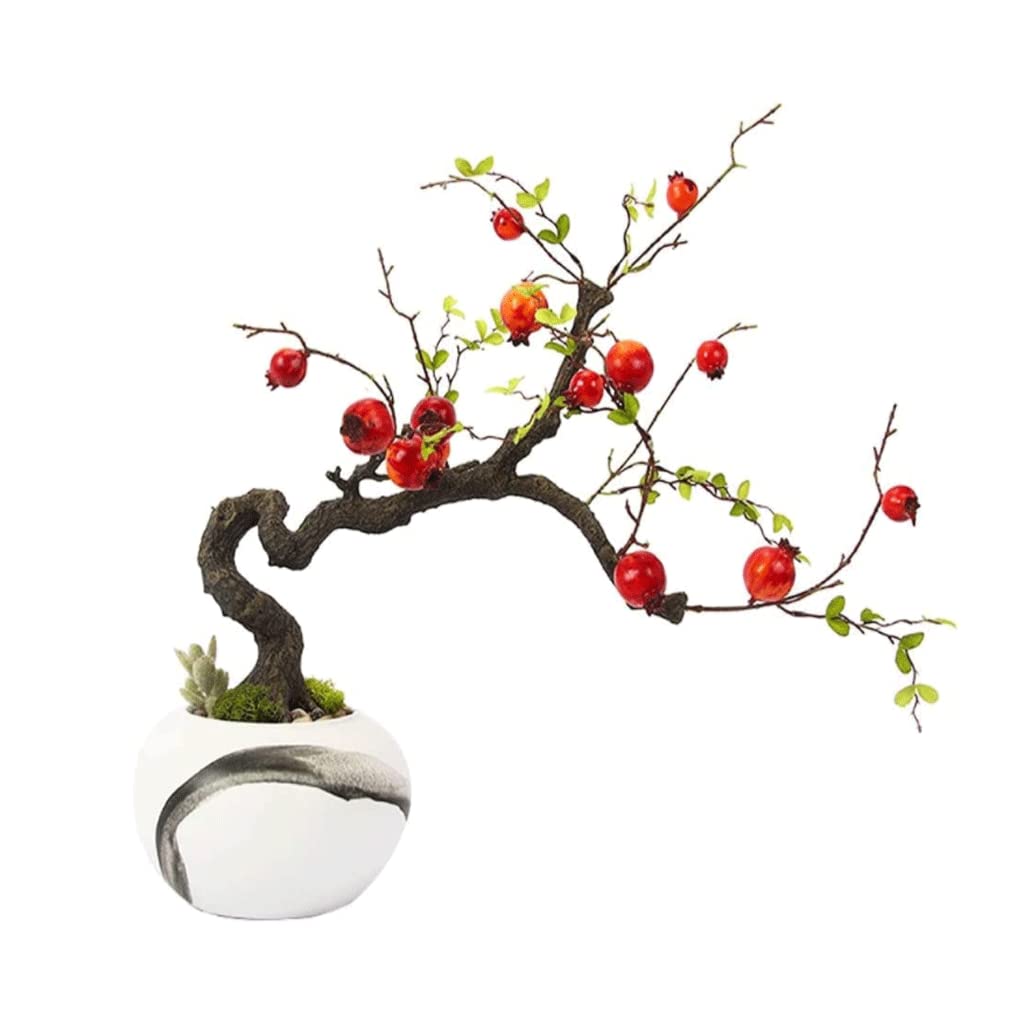 Künstlicher Granatapfel-Bonsai-Baum mit Keramiktopf, künstliche Baumdekoration für Wohnzimmer und Büro,