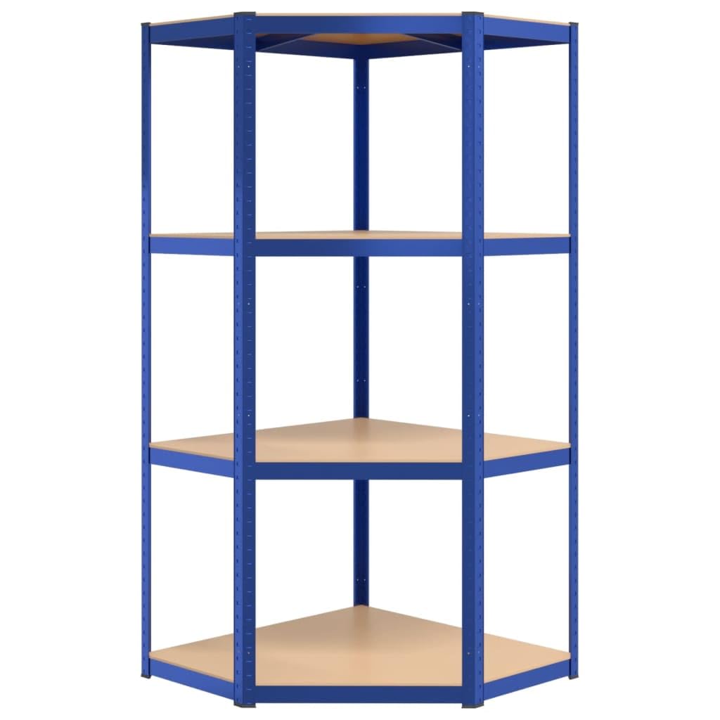 Générique Étagère d'angle à 4 Niveaux Bleu Acier et Bois d'ingénierie,Entreprise & Industrie,Stockage Industriel,Étagères industrielles,Bleu,12.77 KG,152852