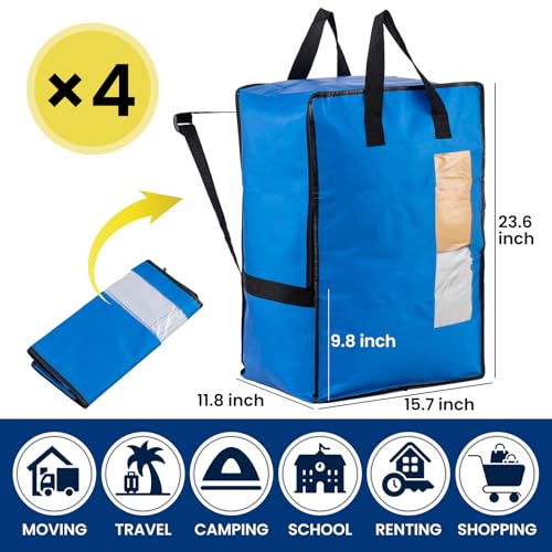 Image of TAILI 4 Pack Blue Moving Bags W /Adjustable Backpack Straps,Moving Supplies