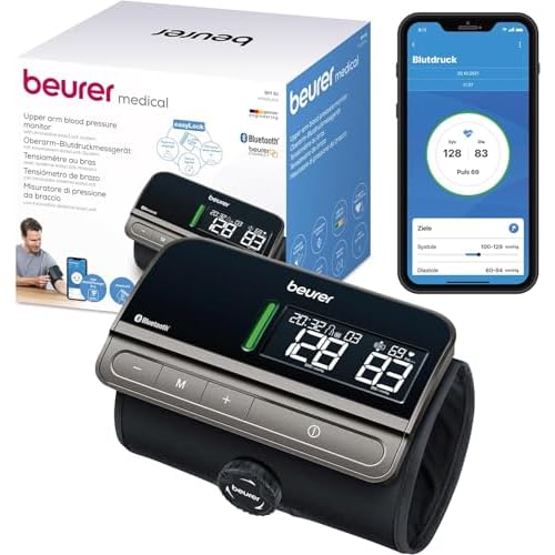 Beurer BM 81 easyLock Oberarm-Blutdruckmessgerät, mit innovativer Manschette ohne Schläuche oder Kabel , sanfter Druckaufbau & schnelle Messzeit, Medizinprodukt mit App-Anbindung