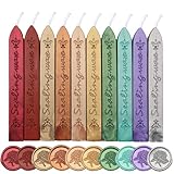 Andotopee 10 Pcs Vintage Sealing Wax Sticks with Wicks, Multi-Color Premium Seal Wax for Stamp Seals, Envelopes Letters Gift Wrapping Wedding Invitations DIY & Decorative Seals (Metallic Colors)