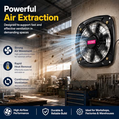 Image of 9 Inch 40W 230MM Exhaust Fan for Kitchen Bathroom Toilet Office | High Speed Air Exhaust Fan with Powerful Air Suction, Low Noise, Energy Efficient Motor