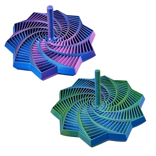 2Pcs 3D Printed Expanded Sensory Fidget Star Expandable 4.3 Inch Fractal Fidget Hexagon with Handles Colorful Whirling Spiral Design Ideal for Office Stress Relief