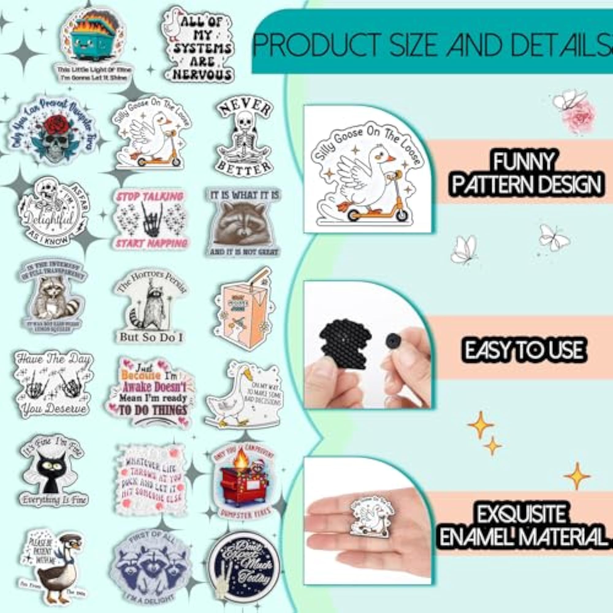Funny Enamel Pins Assorted Set, Cute Novelty Gifts