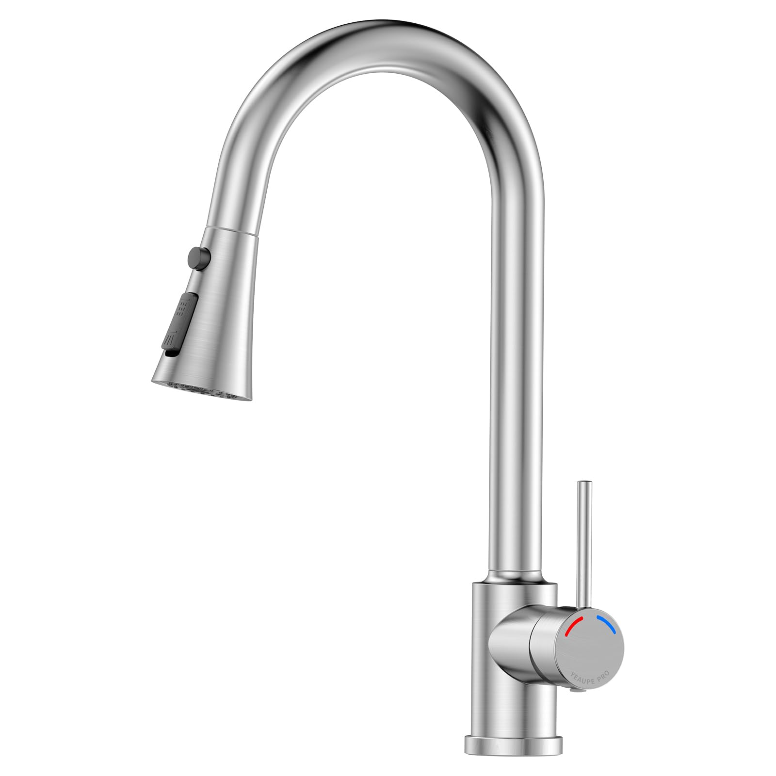 YEAUPE PRO Grifo Cocina Extraible - Grifos Cocina Fregadero con Caño giratorio de 360°,3 Modos Monomando Acero Inoxidable Torneira Cozinha,Cabezal Rociador de ABS, para Fregadero Cocina 1 Agujero