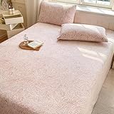 Contenu: Couvre-Lit x 1 KnSam Couvre-lit Housse - 160x230cm - Rose - Plaid Velours Motif Marbre, Couverture, Protège Matelas Chaud Doux