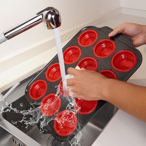Silicone Muffin Pans for Baking with Metal Reinforced Frame, Nonstick Cupcake pans 12 regular size, Muffin Tin Easy to Pop, Silicone Egg Bite Molds for Oven Dishwasher Safe - Thumbnail 5