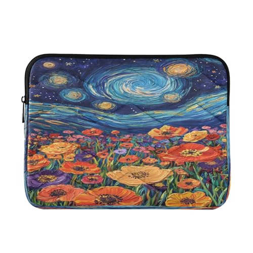 Star Poppy Field Blue Laptop Sleeve for 13-13.3 IN Water Resistant Portable Laptop Sleeve Bag Protective Case for Travel Airport Carry on