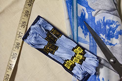 Image of 12 Pieces 129 /3325 Premium Embroidery Thread Egyptian Cotton Skeins Cross Stitch Floss Oeko TEX Stranded Baby Blue 129