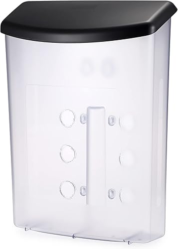 BTSKY Soporte para folletos al aire libre, caja de exhibición de literatura de plástico, soporte para postal de montaje en pared con tapa negra,