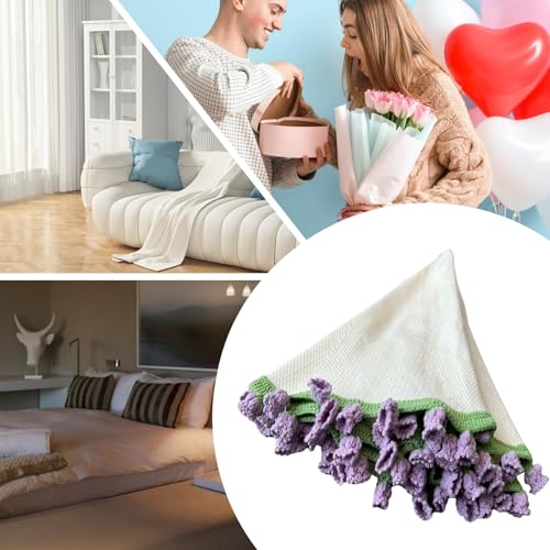 Canapé pour sofan bouquet de fleurs hachées en textile tricoté doux - 5