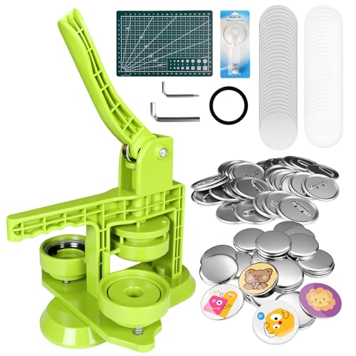 Asnfanl 58mm(2.25IN) Professional Button Maker Machine Kit: Manual Press for Custom Pin Making Includes A4 Craft Mat & 100Pcs DIY Supplies for Badges Gifts Souvenirs