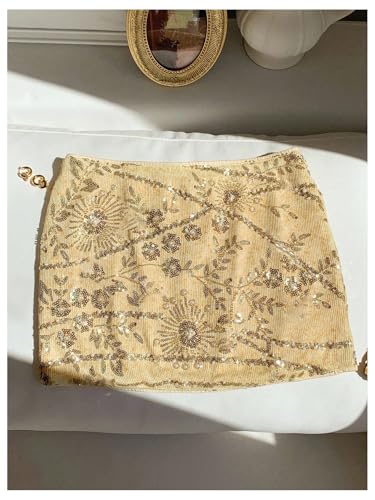 MakeMeChic Women's Sequin Mini Skirt Low Rise Tie Front Sparkly Skirts2