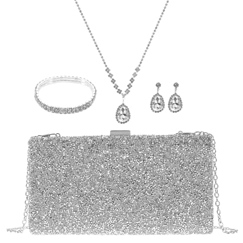 Conjunto de joyas para novia que resuelve el look de boda con bolso incluido