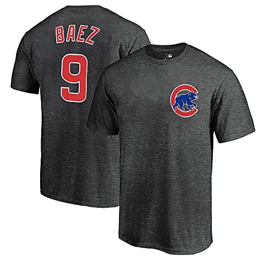 Outerstuff MLB Youth 8-20 Charcoal Gray Name and Number Player T-Shirt (Javier Baez Chicago Cubs Charcoal Gray, 8, Numeric_8)