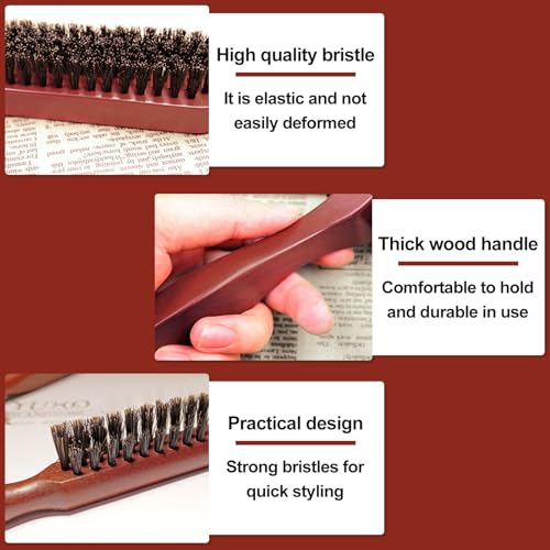 Sularpek 2 Pcs Slick Back Hair Brush, Smoothing Brush, Boar Bristle Hair Brushs - Image 3