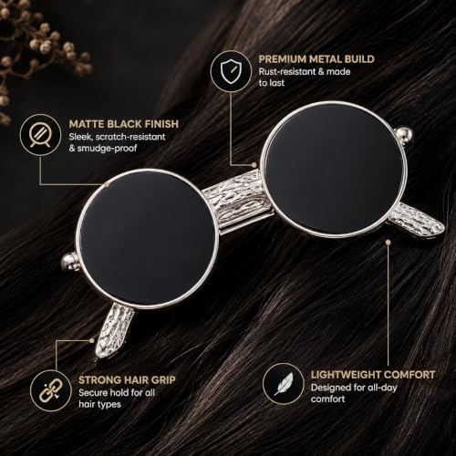 Image of Metal Sunglasses‑Shaped Hair Clip - Silver Frame, Inserts, 8 cm x 3.2 cm