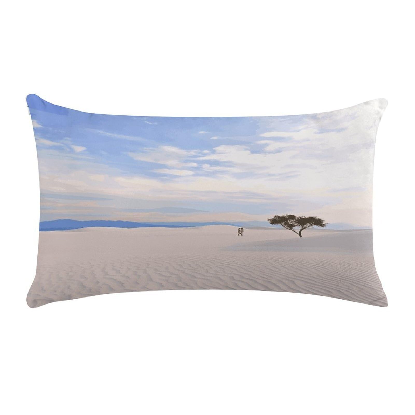 Romantic White Sand Landscape Pillow Case Decorative Rectangle Throw Pillow Cover Soft Plush Pillowcase Cozy Cushion Case Modern Pillow Sham Cushion Cover for Bedroom Sofa Couch 20 X 12 Inch