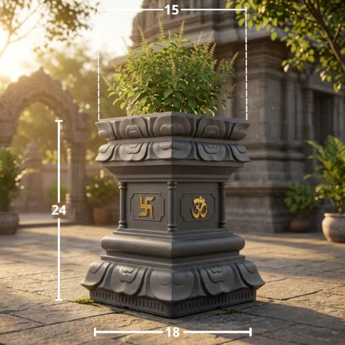 Image of YUCCABE ITALIA FOXB Tulsi Planter Stylish German Polymer Square Pot Suitable for Outdoor and Indoor Use Grey 24 Inch