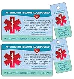 Medical ICE Alert in Case of Emergency I.D. Identification Plastic Wallet Card and Keytag with Emerg